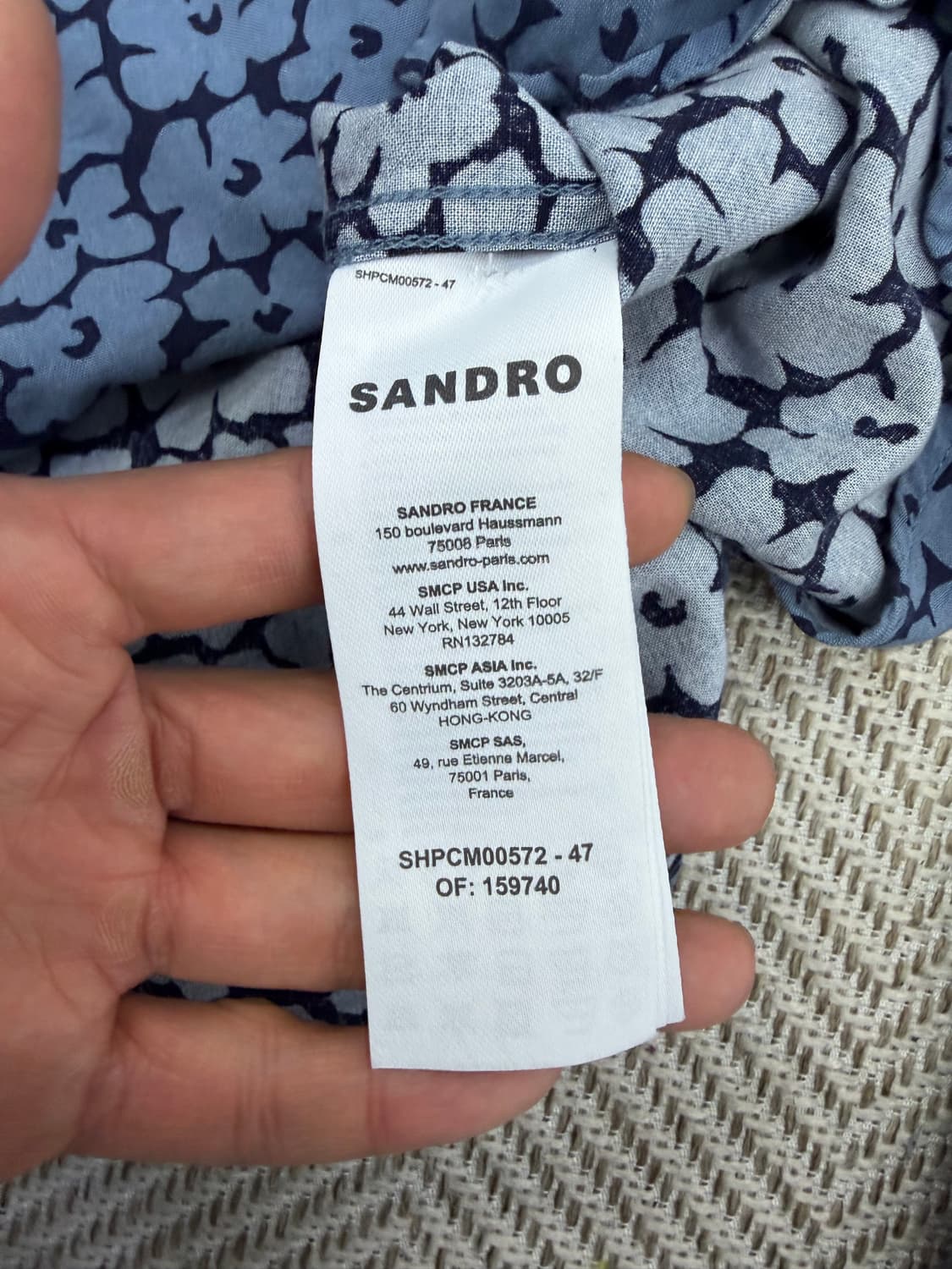 정품) 산드로옴므 신형 플라워 패턴 셔츠 남방 L 상품이미지6