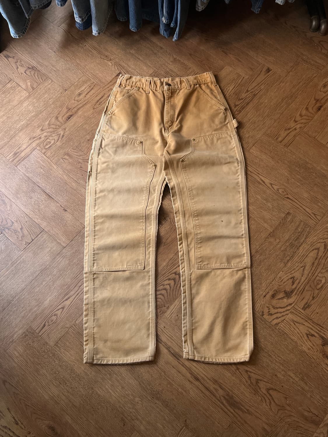 [32]칼하트 Made in USA 빈티지 페이딩 브라운 더블니 워크팬츠 상품이미지1