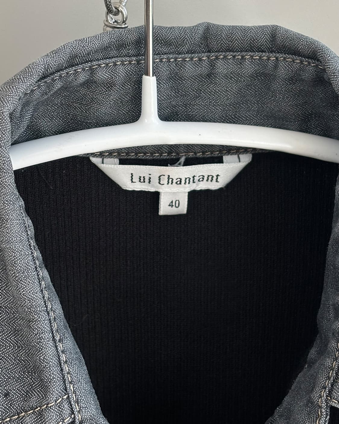 lui chantant 데님 포인트 리브드 블랙 풀오버 상품이미지5