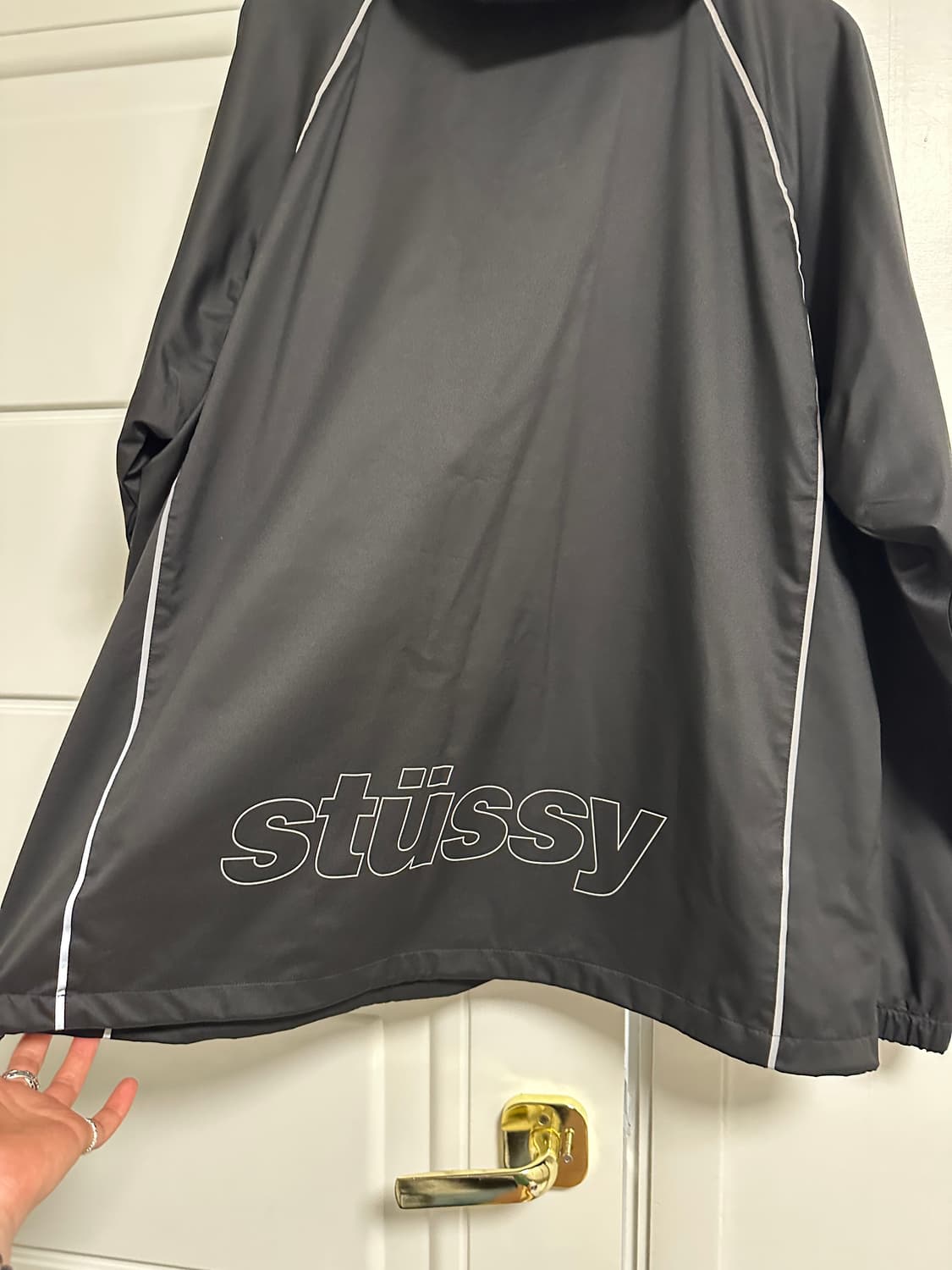 스투시 3M 파이핑 풀오버 아노락 블랙 자켓 바람막이 후드 상품이미지5