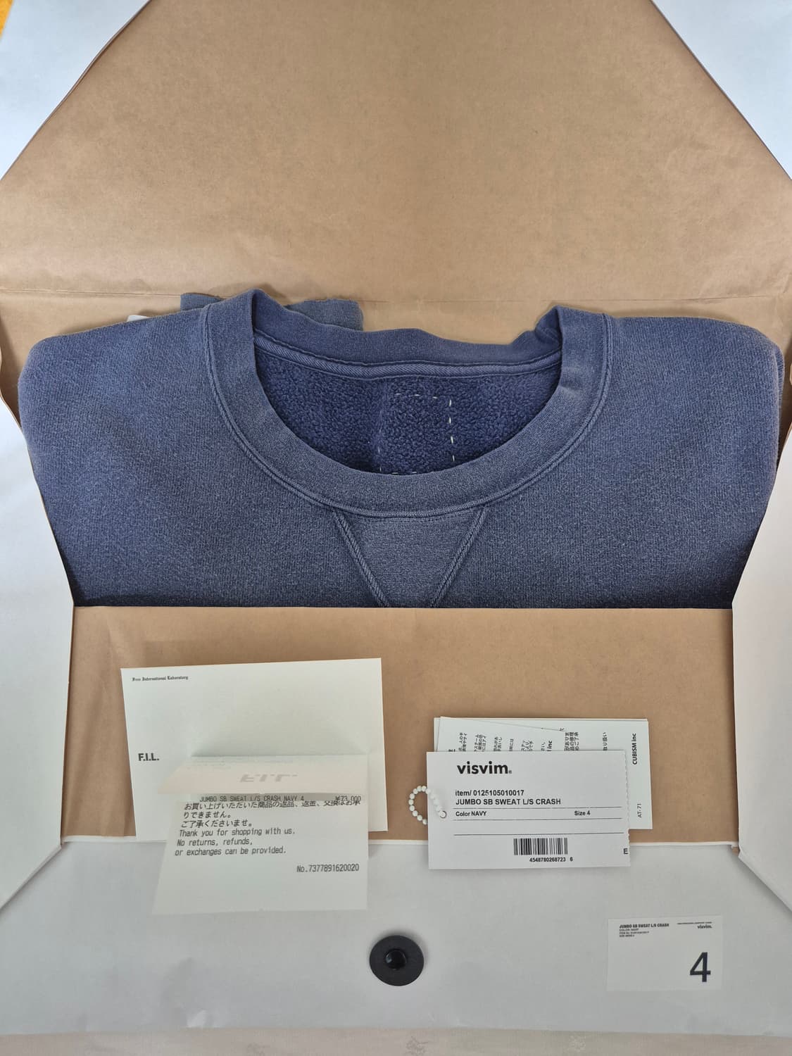 [4] VISVIM JUMBO SB SWEAT L/S CRASH 네이비 상품이미지3