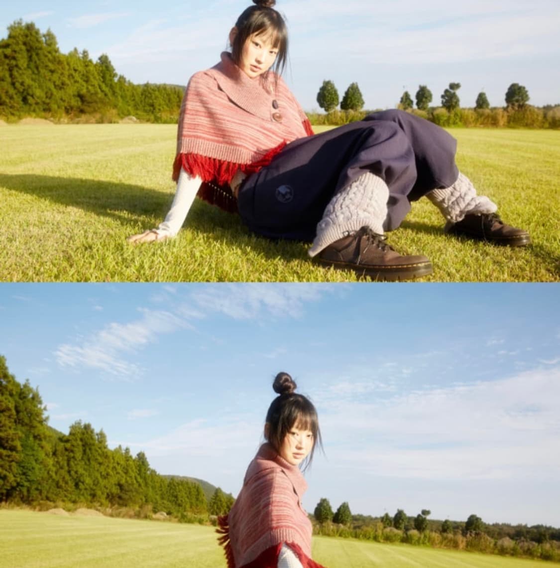 MULTIWAY KNIT PONCHO (RED) (택 🈶) 상품이미지2