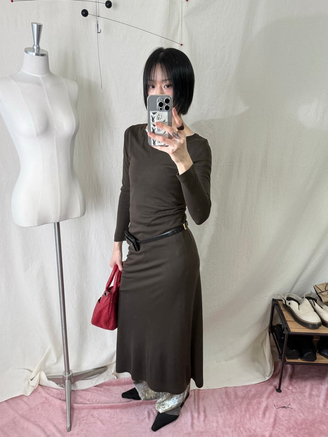 Maxmara (Italy) 레이온 울 롱 드레스 상품이미지4