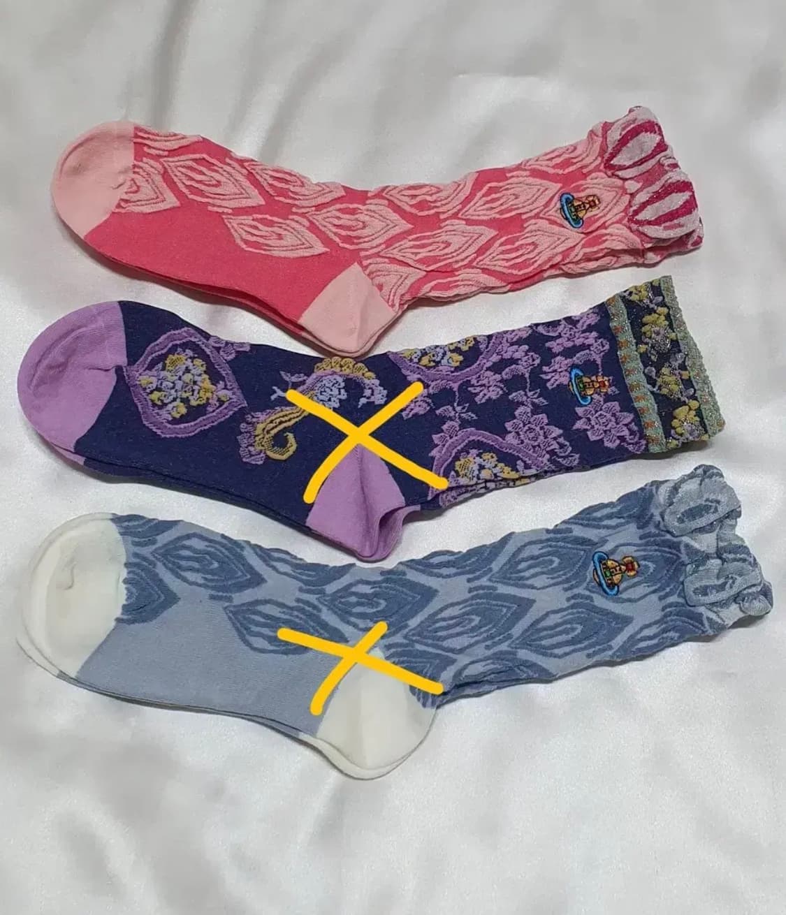 퍼플 블루 핑크 옐로우 크림베이지 핑크바이올렛 비비안웨스트우드 양말 상품이미지3