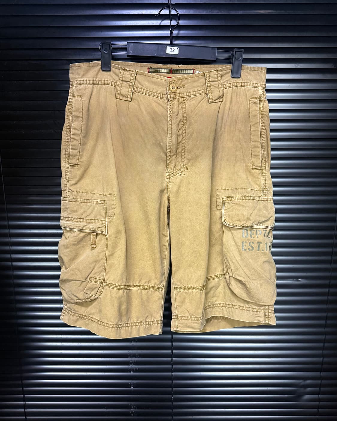 유니온베이 베이지 밀리터리 아미 입체 포켓 32 카고 워크 팬츠 반바지 상품이미지1