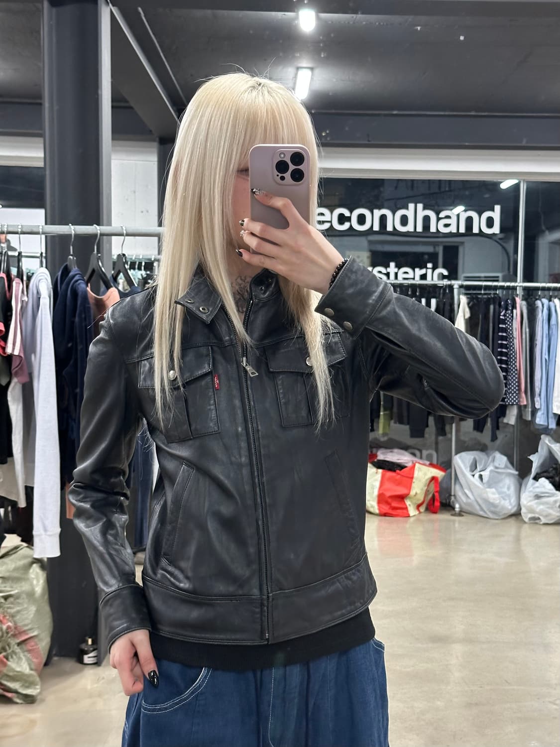 리바이스 00’s 우먼스 숏 넥단추 양가죽 자켓 상품이미지2