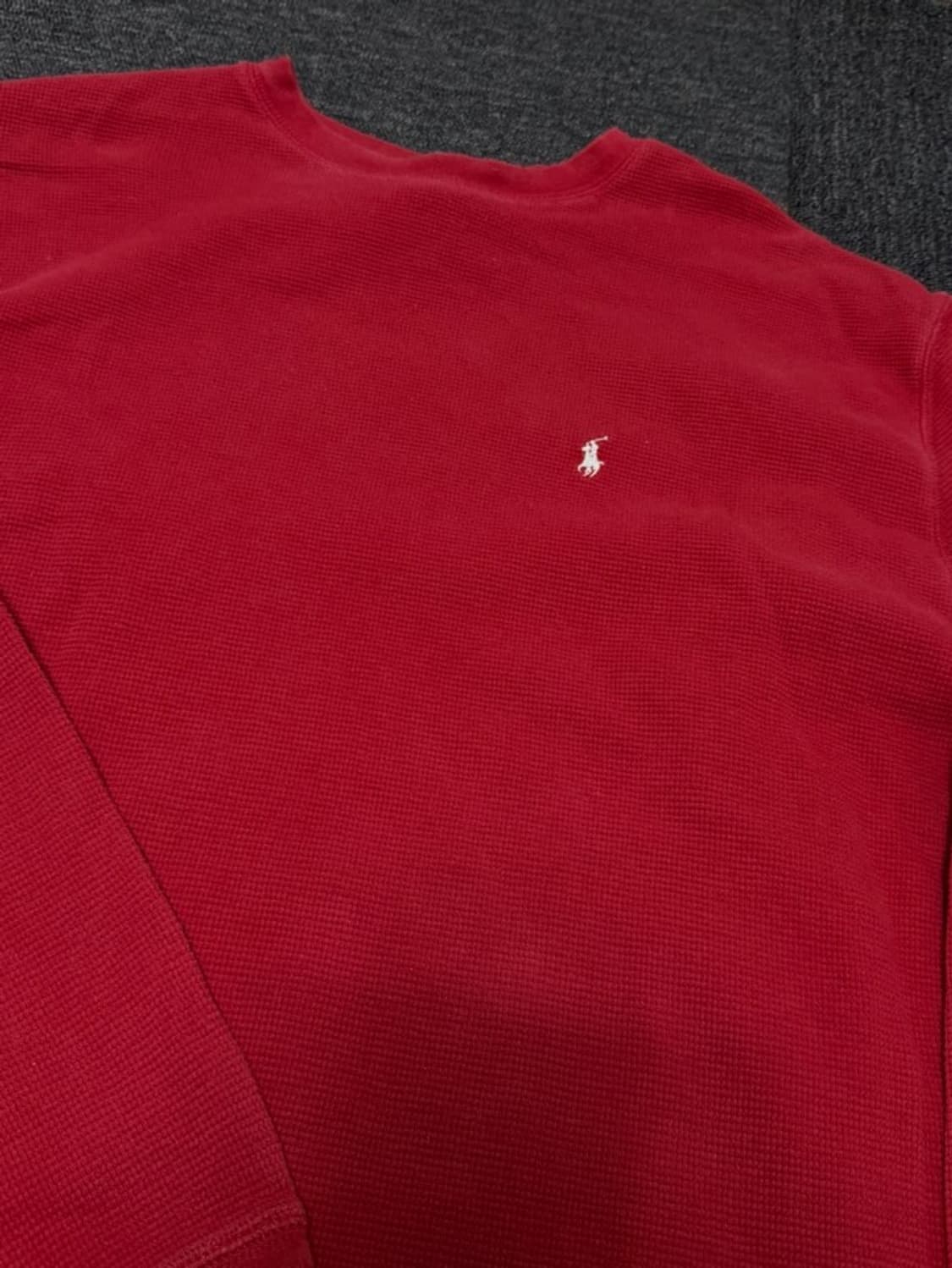 폴로 와플 레드 롱슬리브 상품이미지1