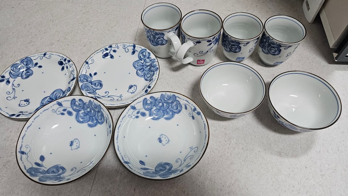 산리오 헬로키티 접시,찻잔 10개세트 상품이미지1