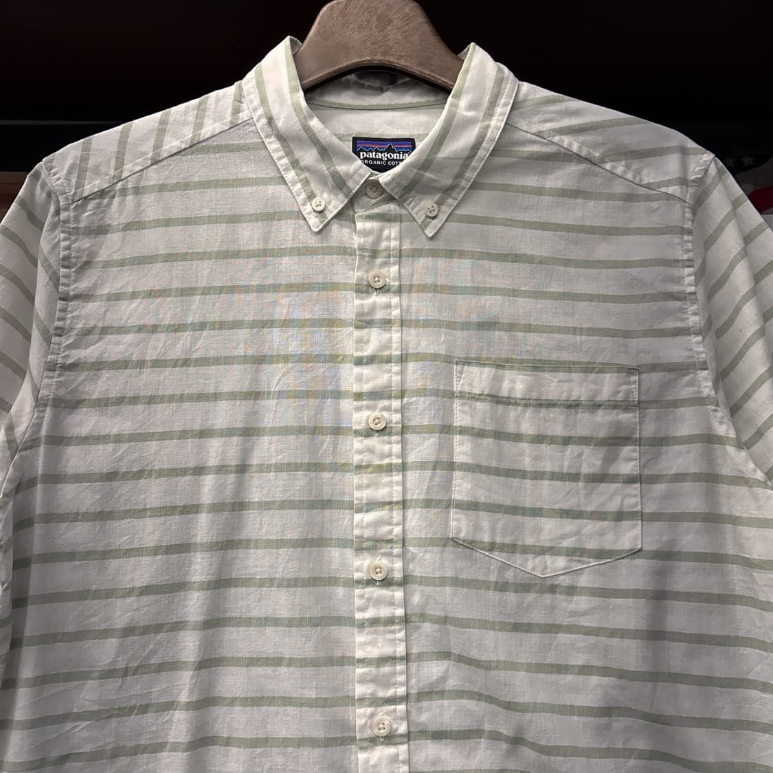 파타고니아 오가닉코튼 올리브 스트라이프 라이트코튼 셔츠 N1026 상품이미지3