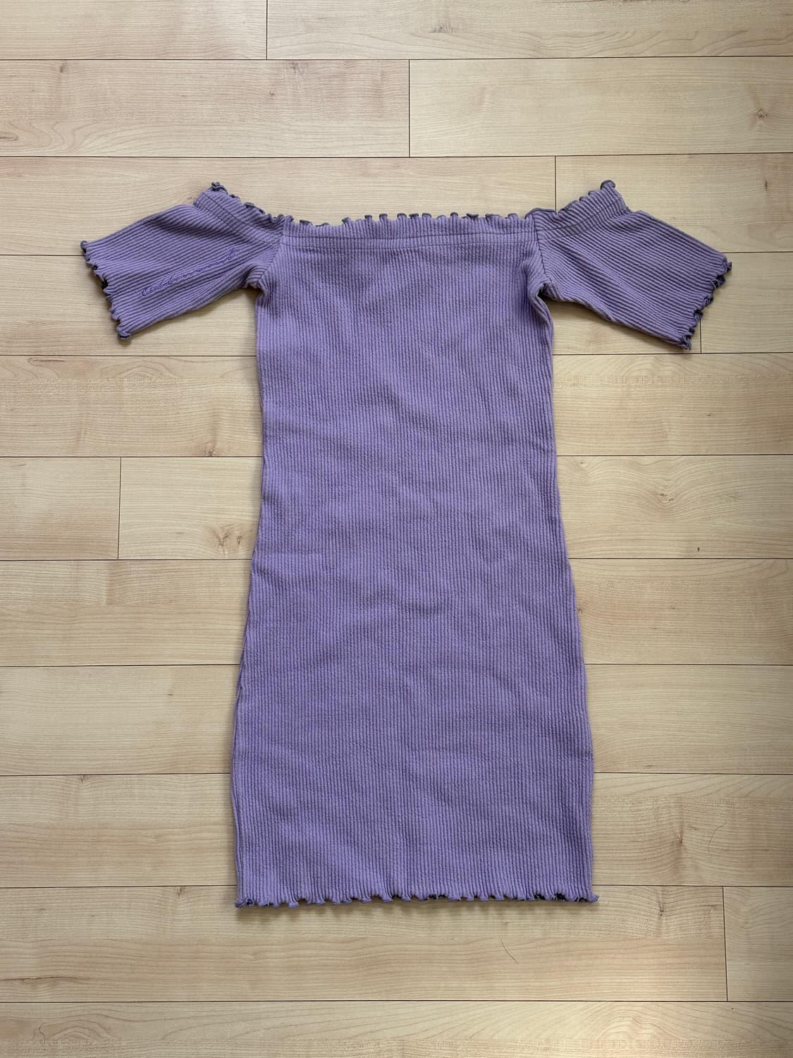 현아 착용) 라벤더 오프숄더 골지 미니 원피스 (스판0) 오드원아웃 상품이미지2