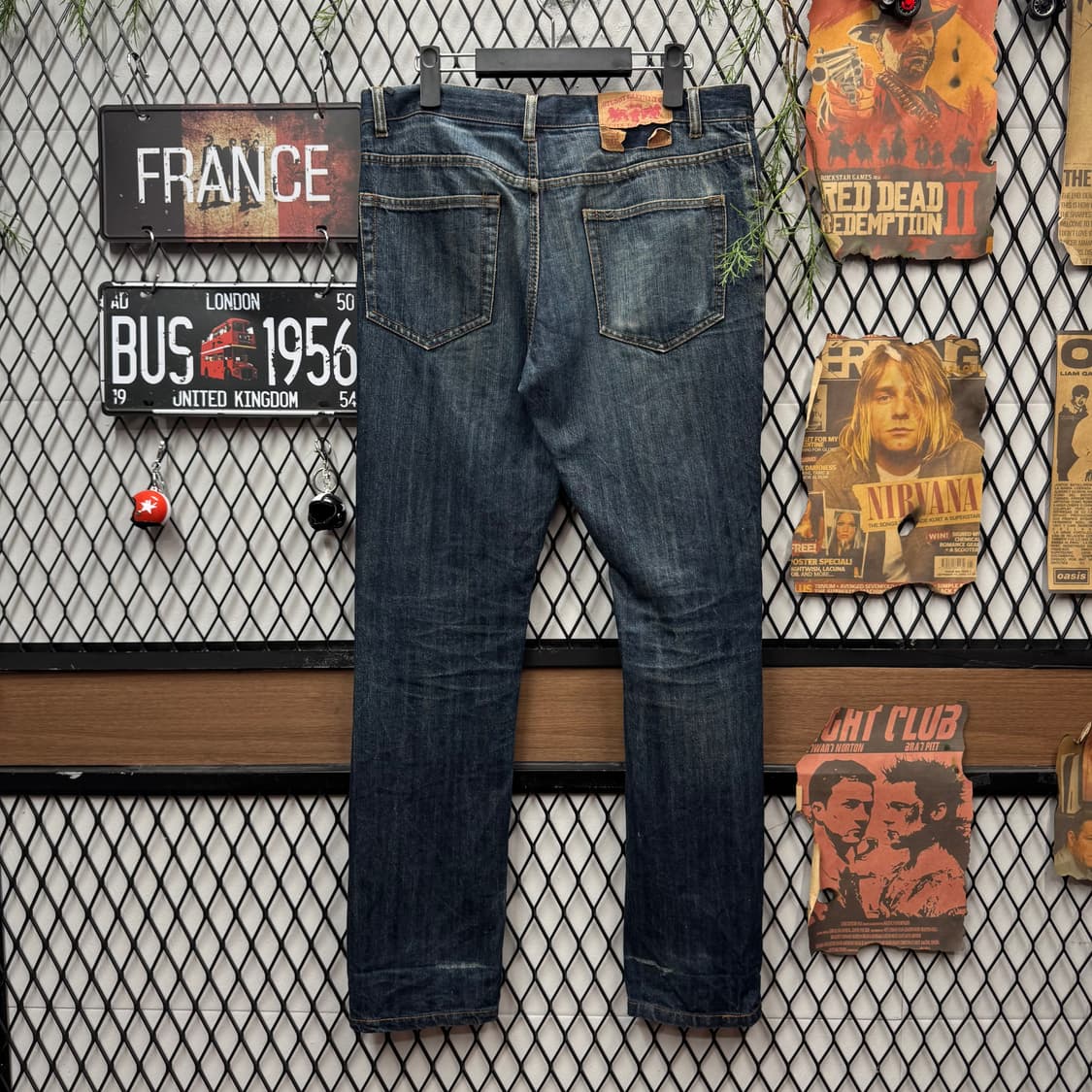 00s 스투시 스트레이트 핏 데님 팬츠 전면 포켓 로고 포인트 중청 상품이미지2