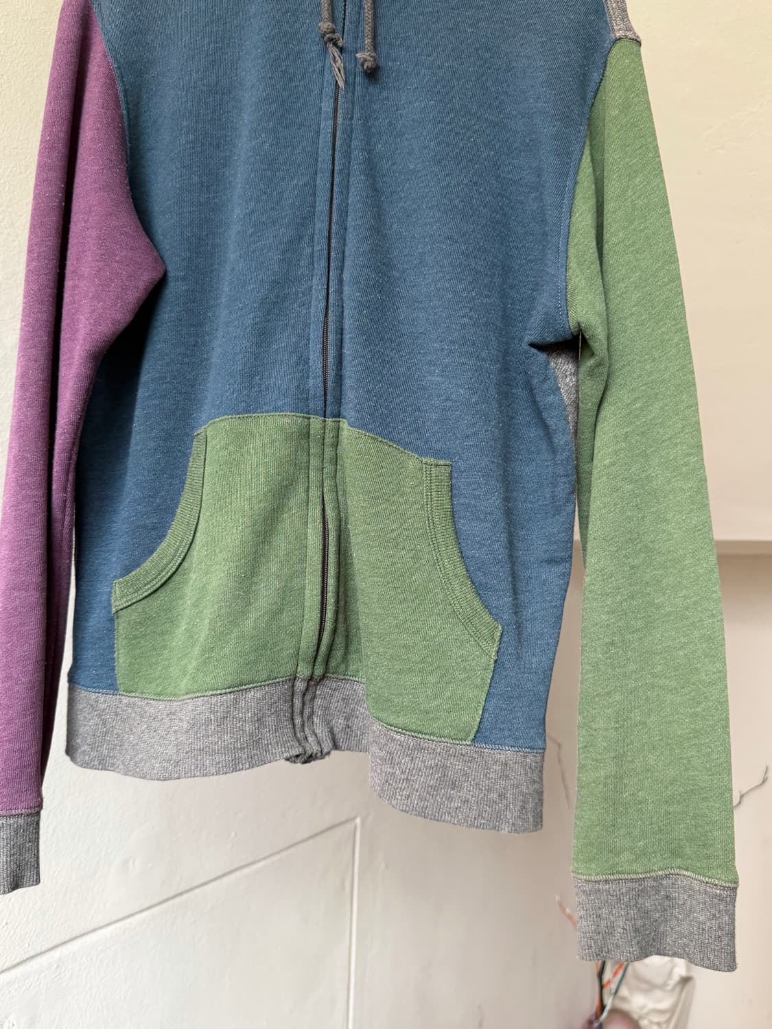 코튼 100% 빈티지 배색 후드집업 상품이미지3