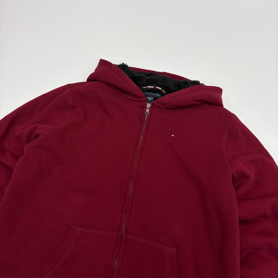 타미힐피거 사이드로고 버건디 후드집업 상품이미지2