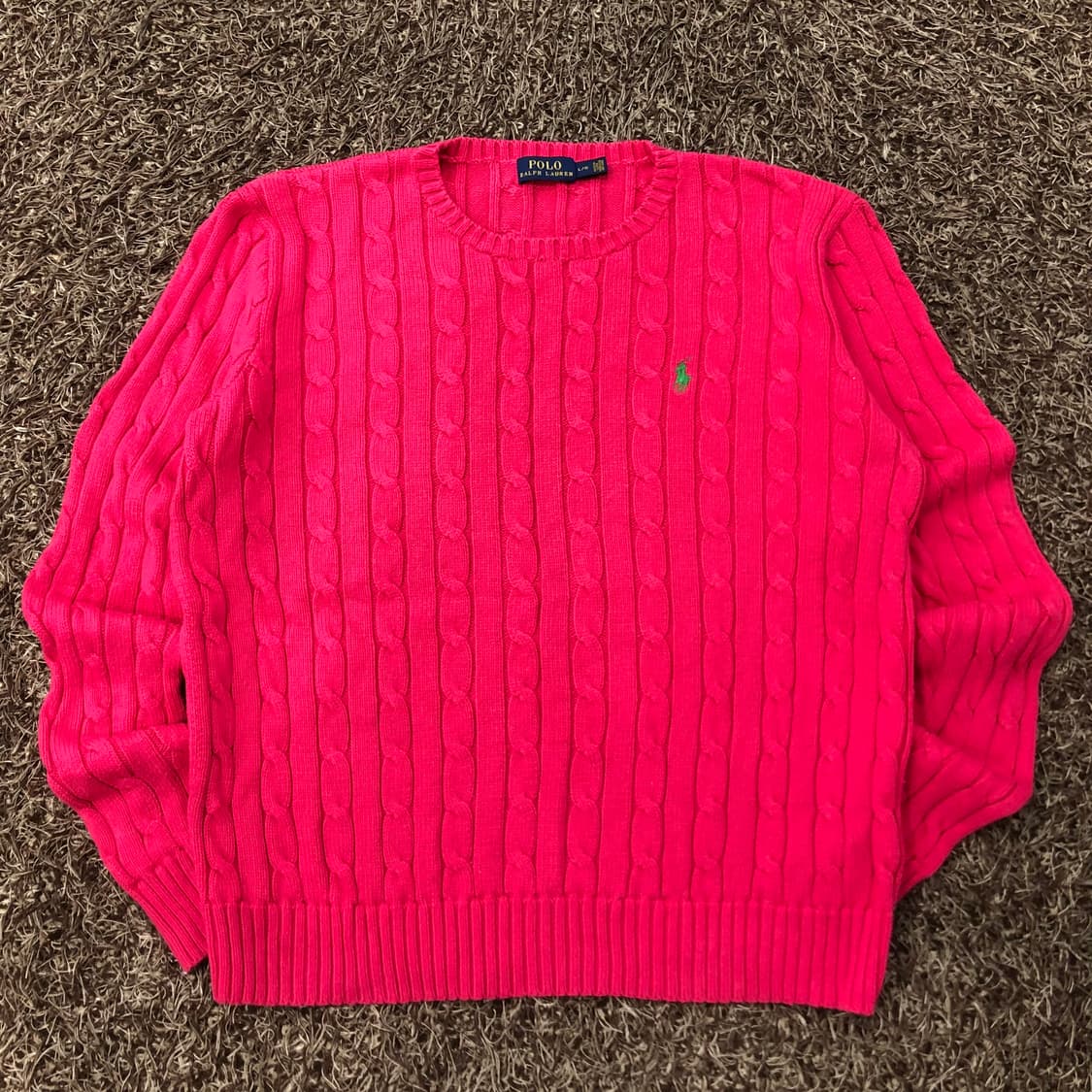 폴로 랄프로렌 여성 핑크 케이블 니트 상품이미지2