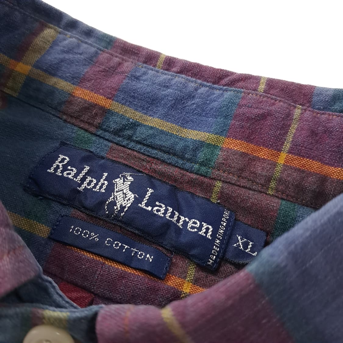 CK254 XL 폴로 90s 싱가포르판 프레피 타탄체크 셔츠 남방 상품이미지3