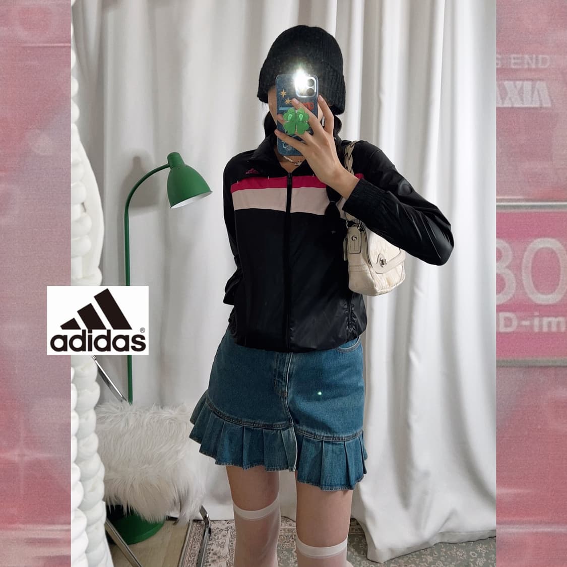 아디다스 블랙 & 핑크 바람막이 자켓 상품이미지4