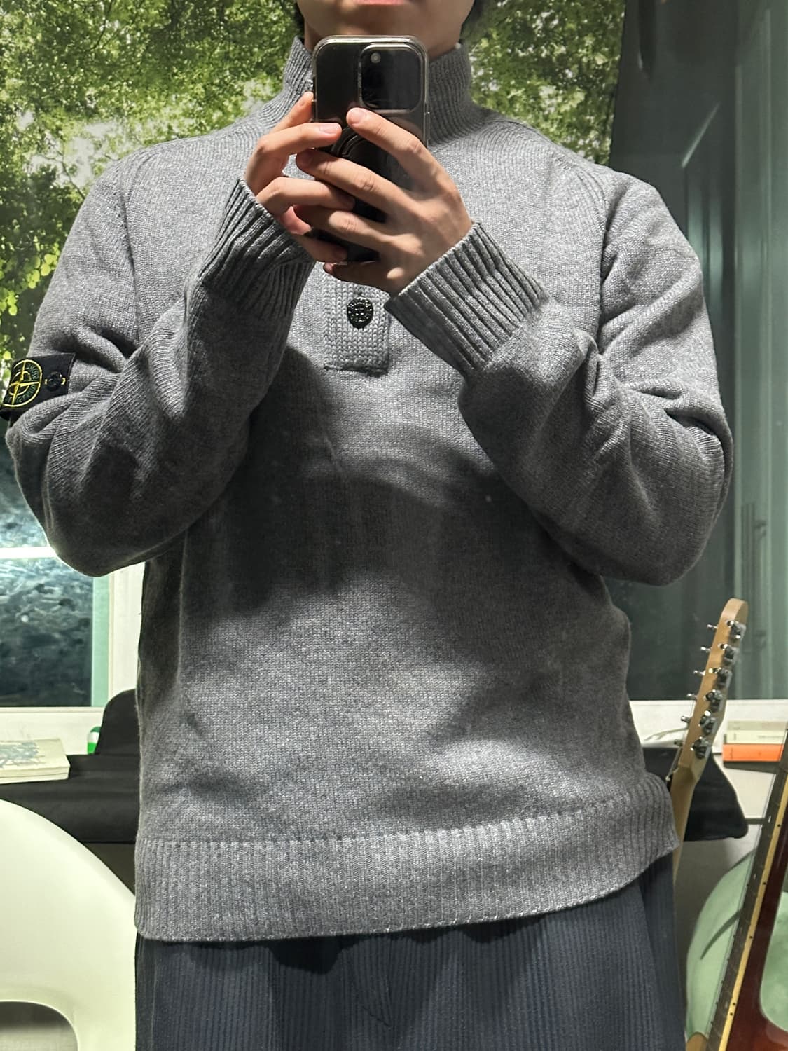스톤아일랜드 하프집업 니트 회색 상품이미지4