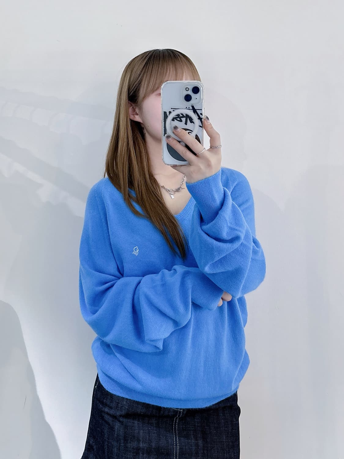 크리스찬 디올 90‘s USA 베이비블루 브이넥 니트 상품이미지2