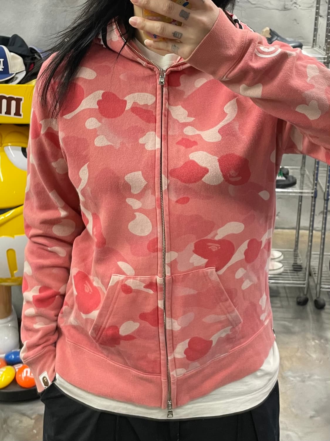 베이프 ABC카모 핑크 샤크 후드집업 상품이미지10