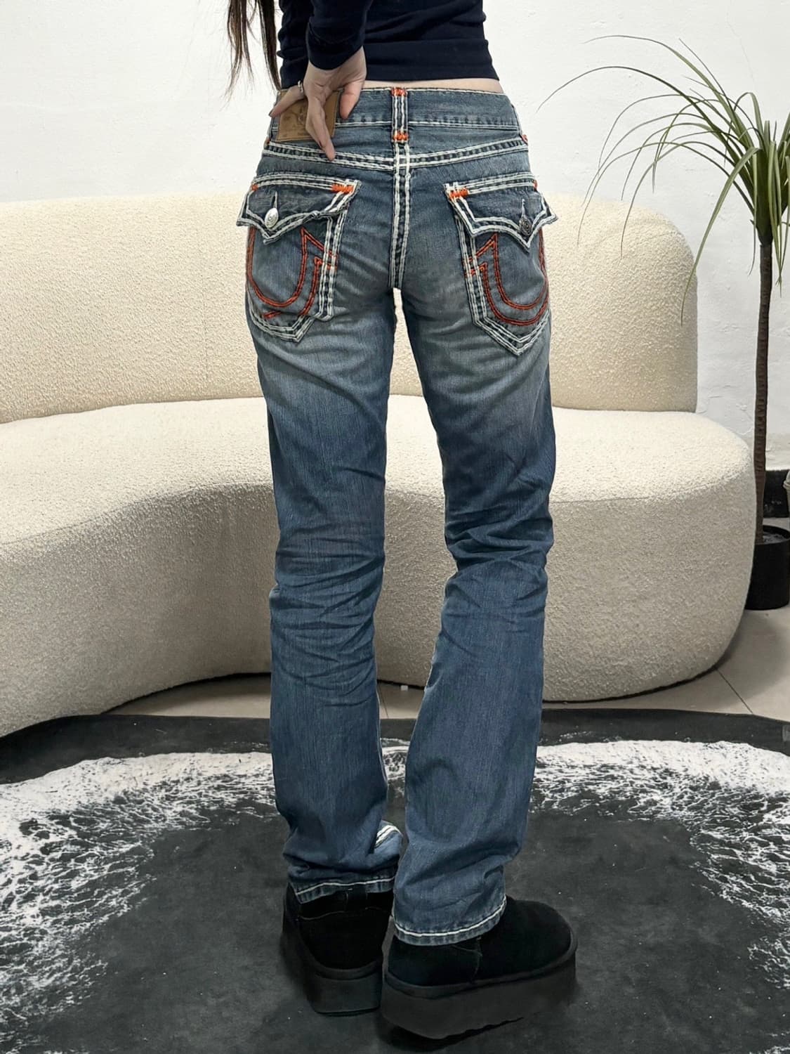 90s TRUE RELIGION 빅포켓 스티치 데님 팬츠 상품이미지1