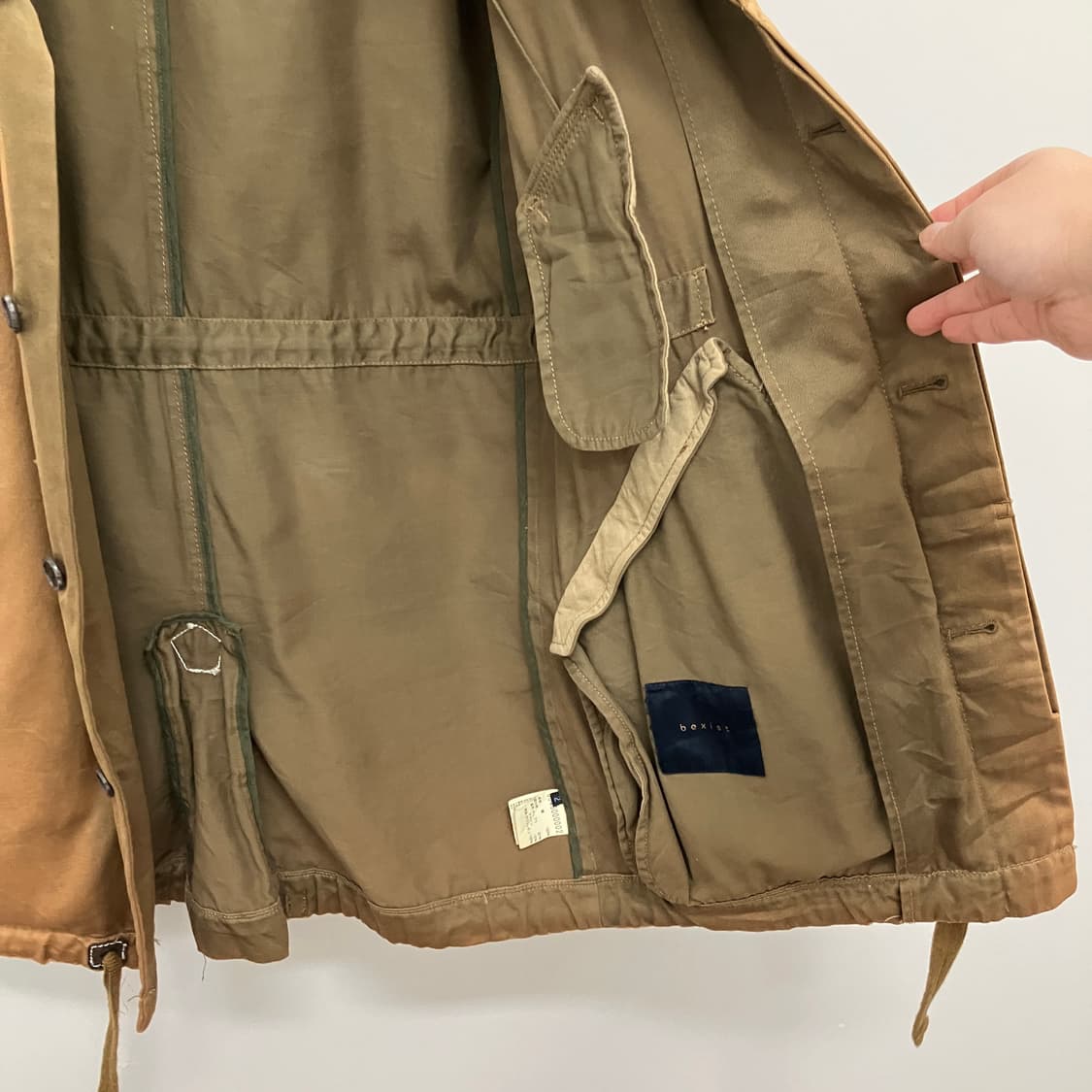 bexist 후드 야상 자켓 카키 브라운 코트 상품이미지6