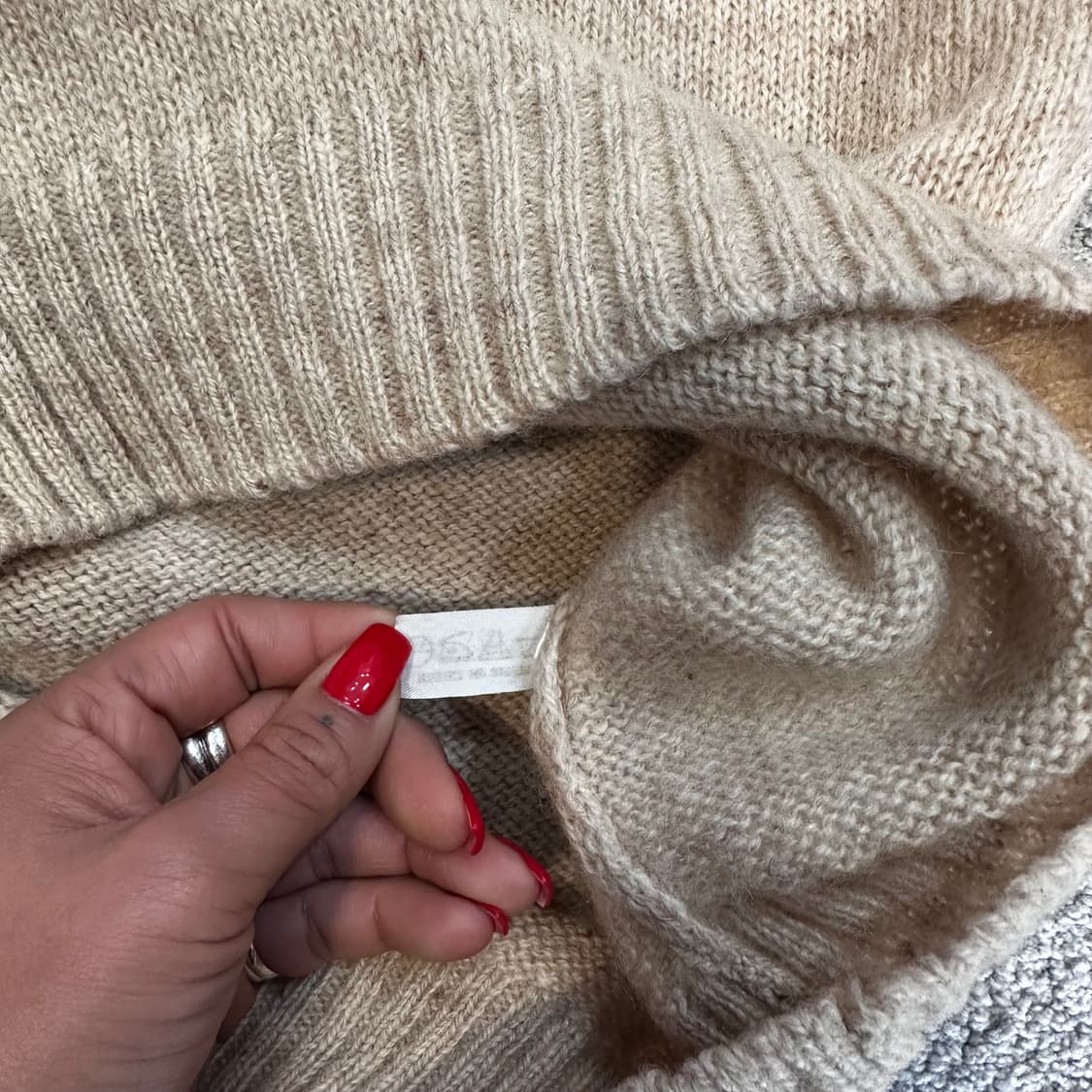 폴로 베이지 램스울 라운드 니트L 상품이미지5