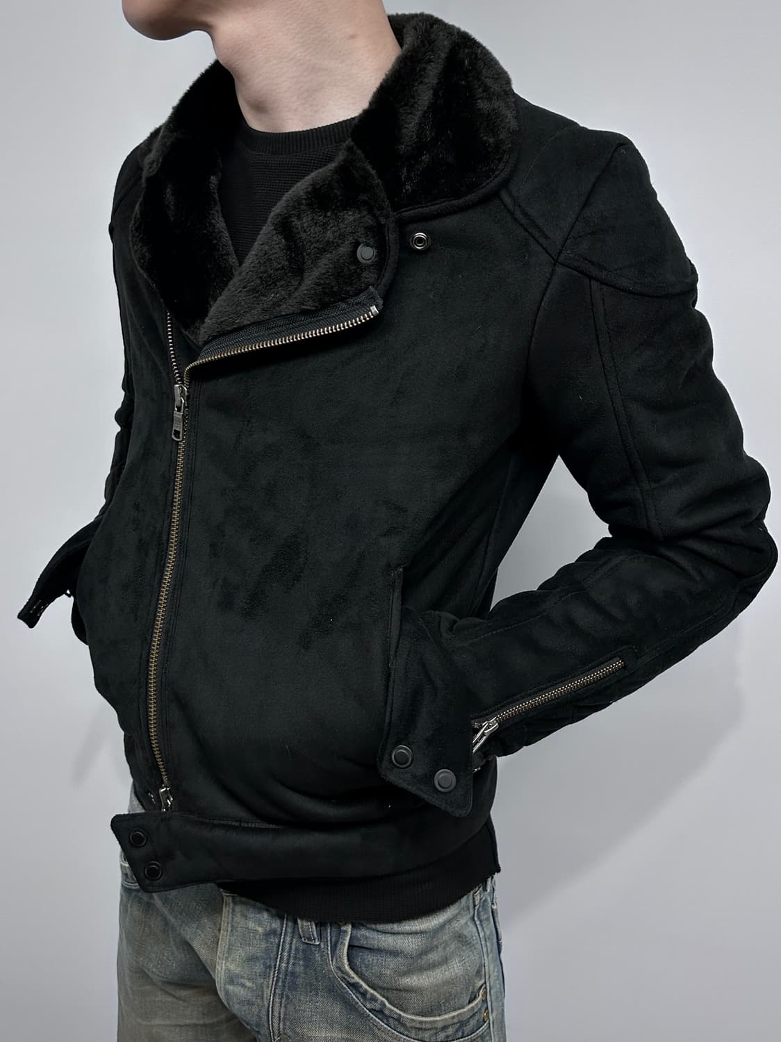 아르마니 시어링 바이커 자켓 상품이미지1