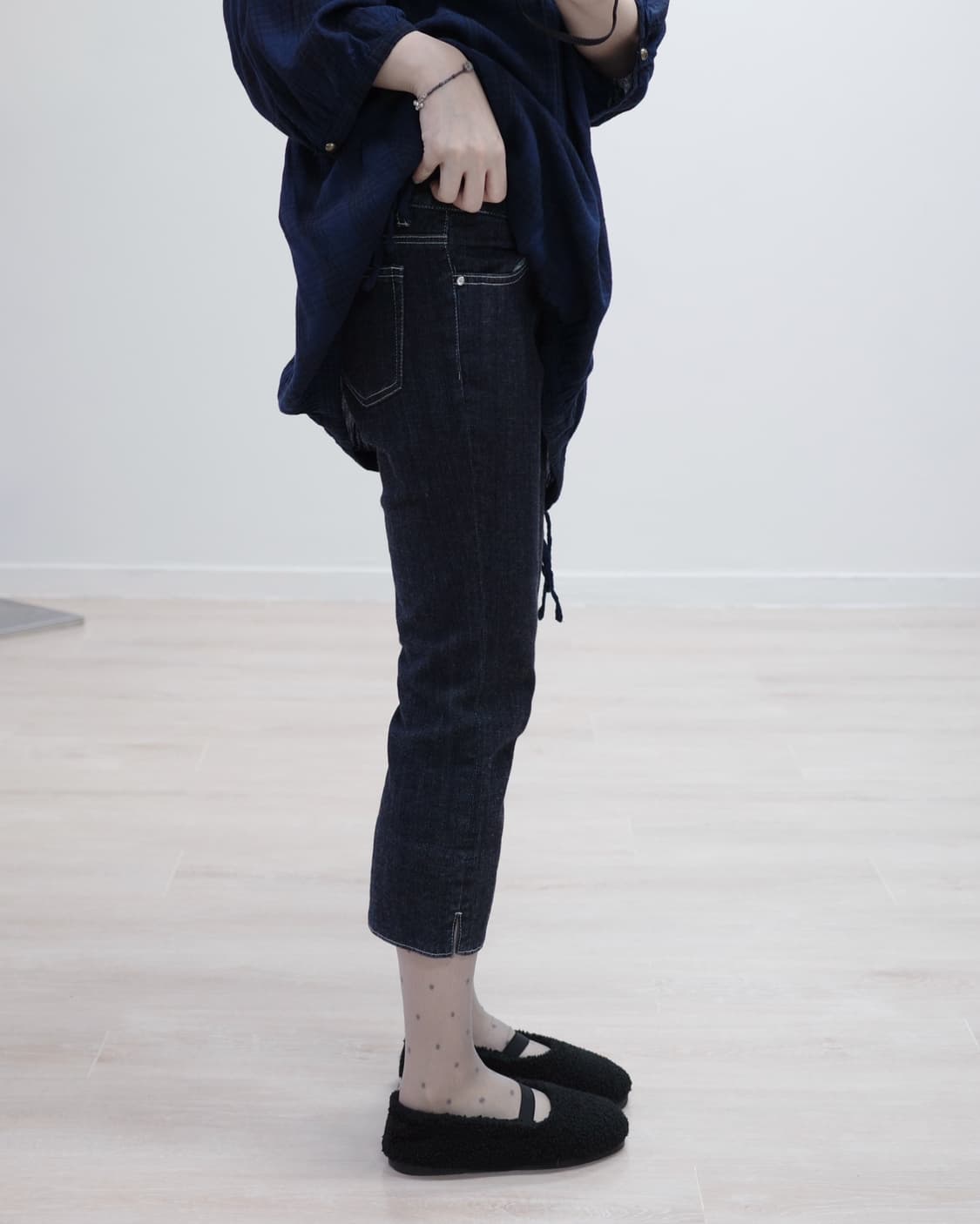 Denim check capri pants 상품이미지4