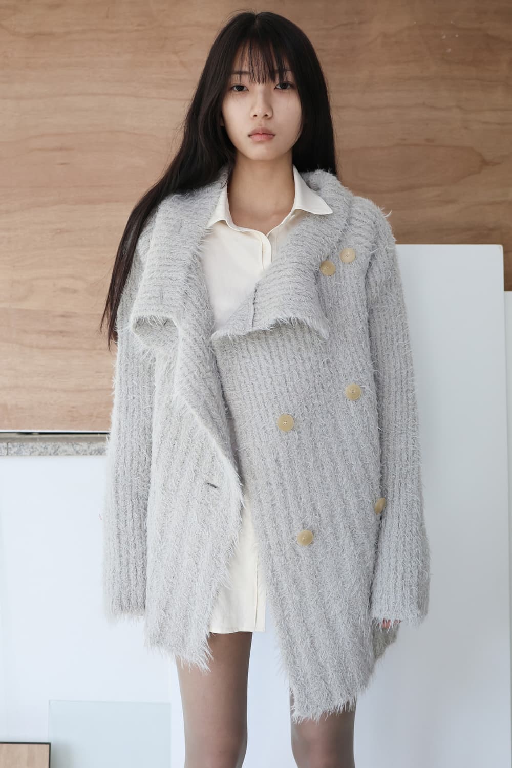 Buttoned Knit Cardigan (Light Grey) M 상품이미지2