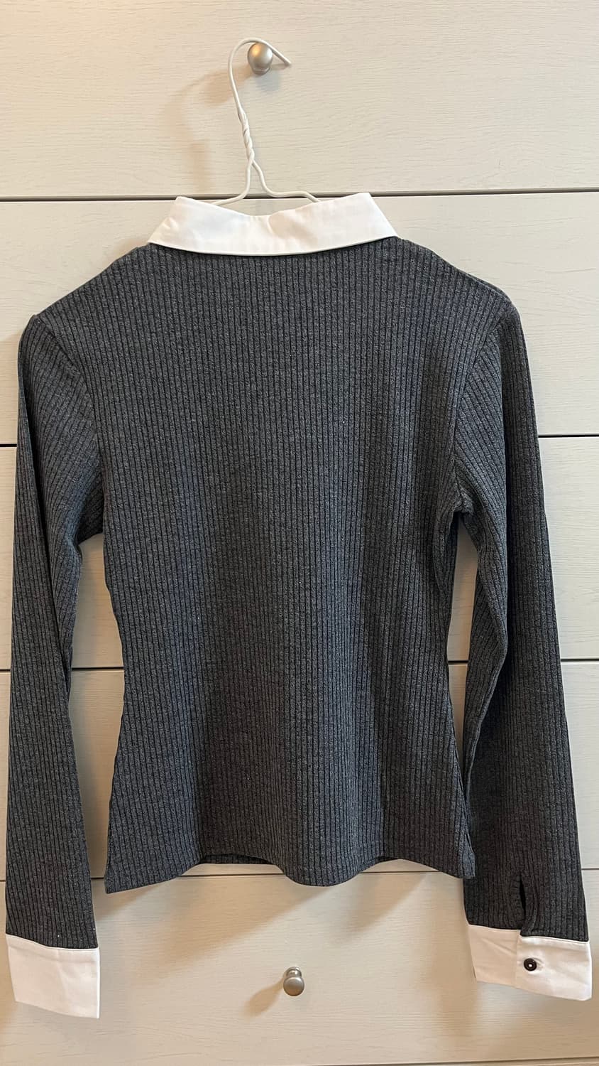 살롱드욘 Shirt Detail Cardigan 회색s 상품이미지3