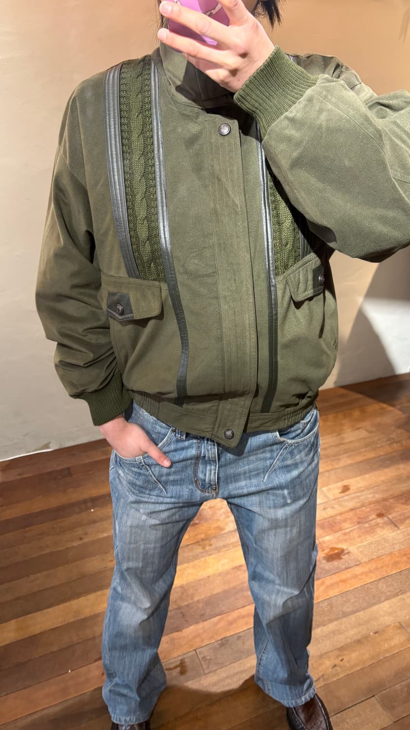 Gianny valentino 발렌티노 꽈배기 위빙 스웨이드 재킷 상품이미지1