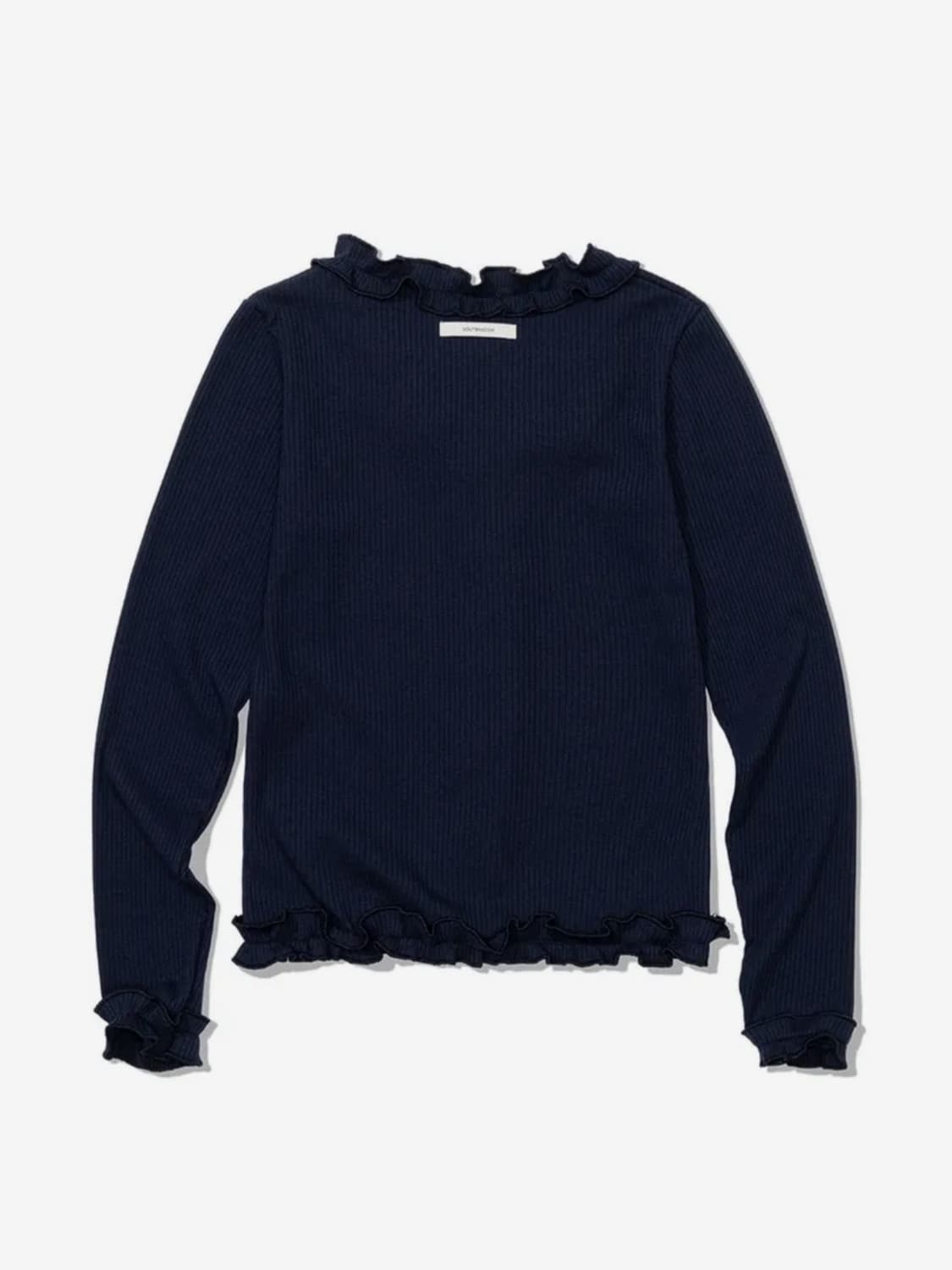 UGLYSHADOW 러플 리브드 티셔츠(네이비) 상품이미지2