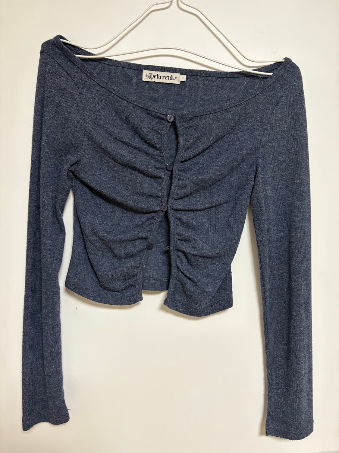 빈티지 보트넥 셔링 크로쉐 가디건 상품이미지1