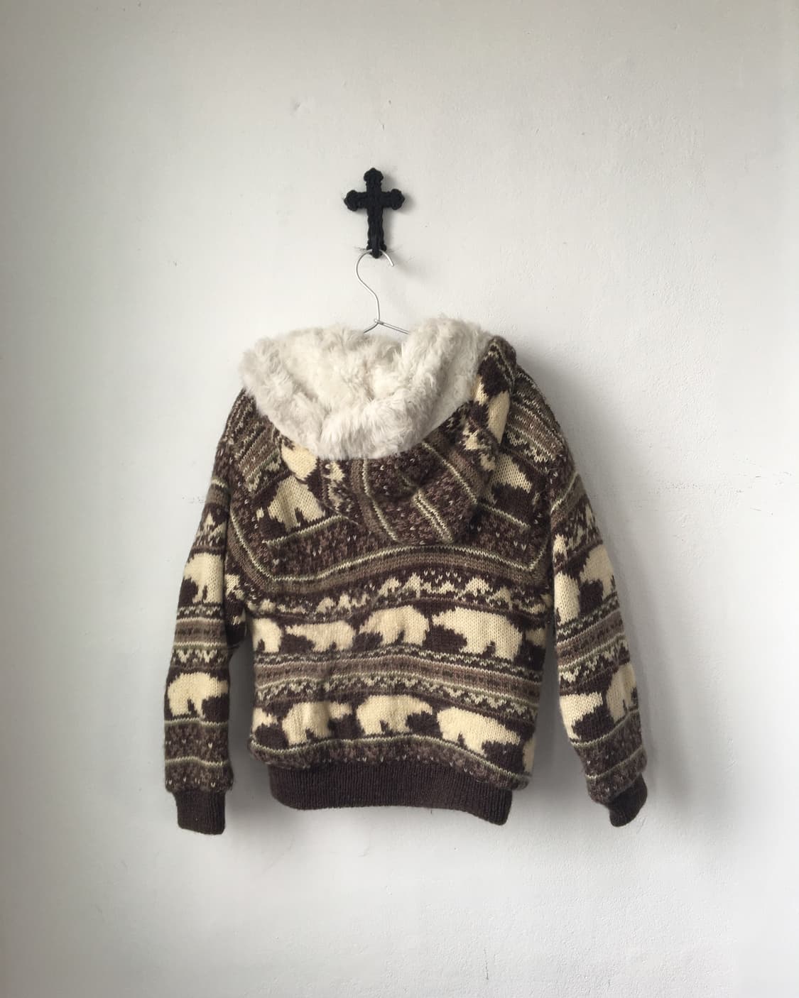 Bear pattern hood cowichan jacket 상품이미지3