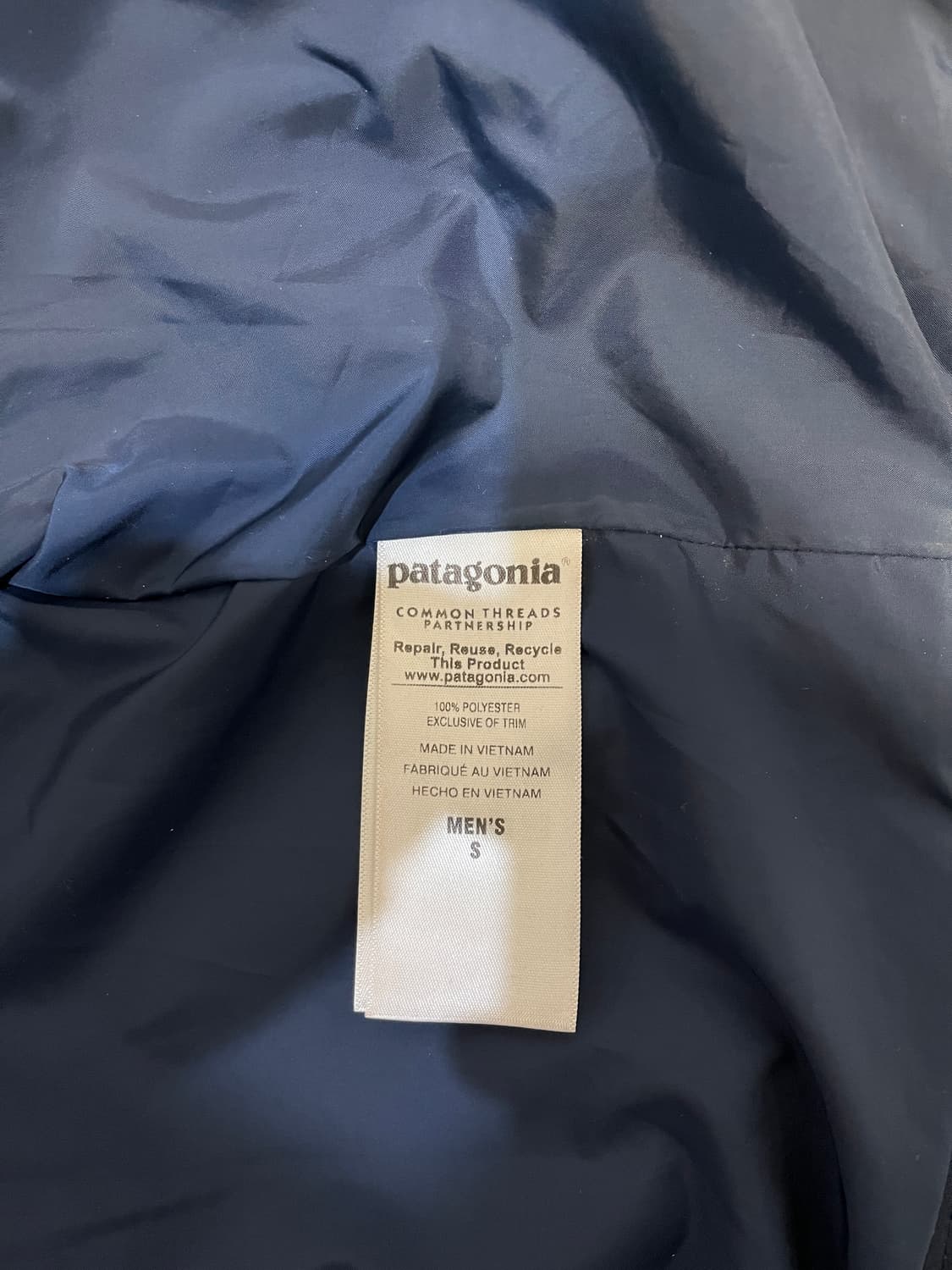 파타고니아 후드 다운자켓 S 네이비 (내피 포함) 상품이미지4