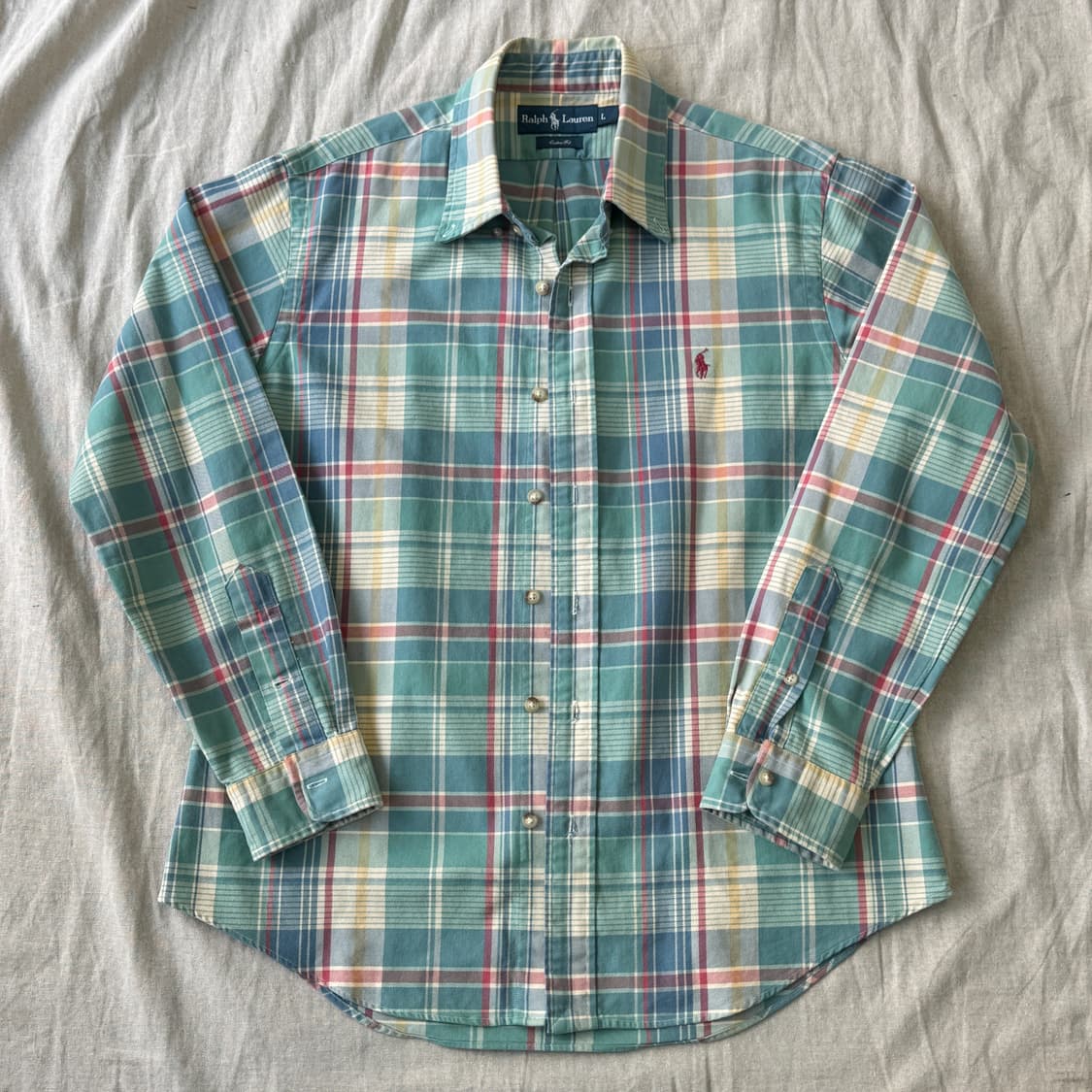 폴로랄프로렌 민트핑크 파스텔 체크셔츠 L 상품이미지1