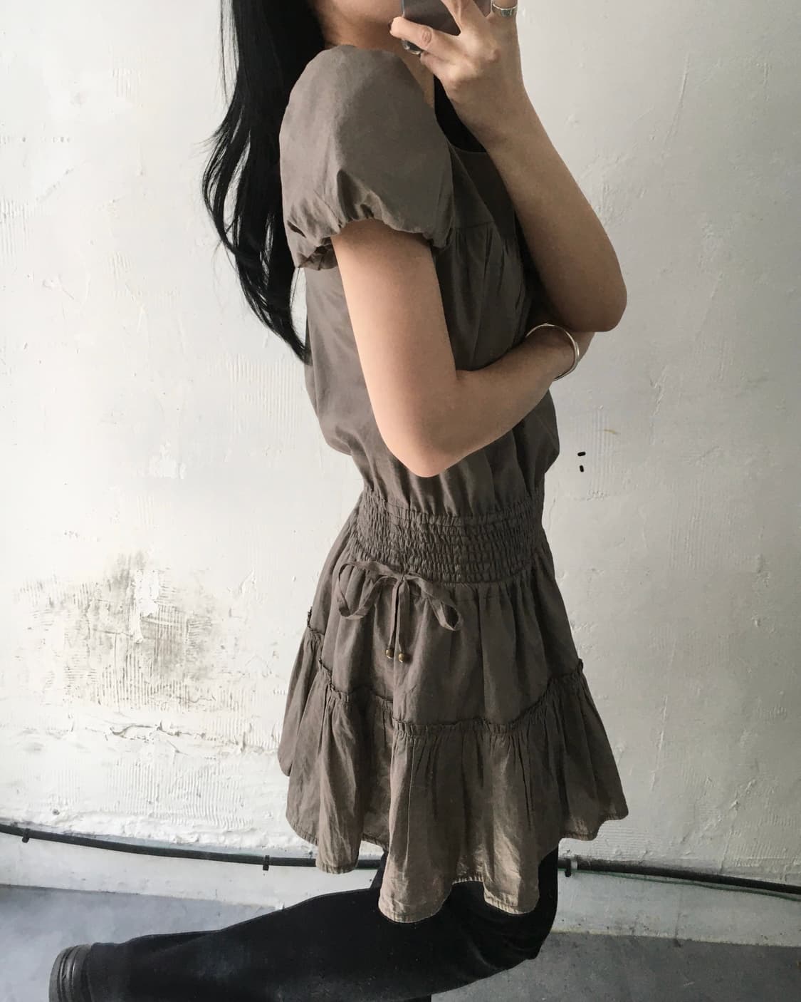 Burberry 버버리 블루라벨 브라운 퍼프소매 원피스 상품이미지2