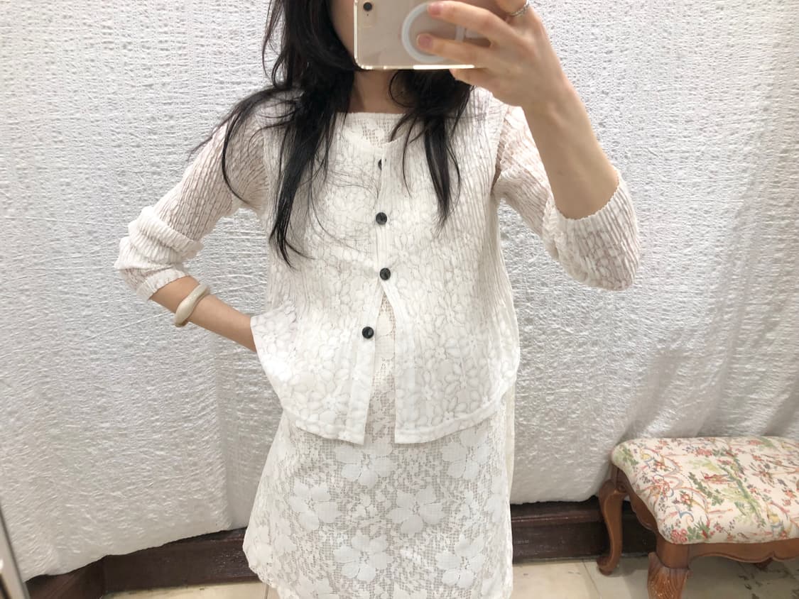 Flare sheer pleats cardigan 상품이미지5