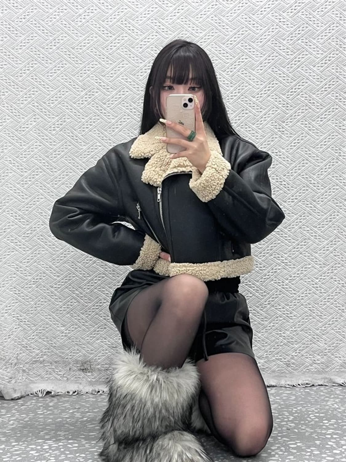 자라 모던 락시크 핀터걸 양털 크롭 무스탕 자켓 XS C10057 상품이미지1