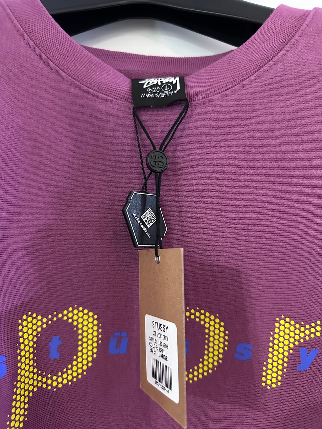 스투시 스포츠 맨투맨 베리 컬러 L 사이즈 크림 정품 새상품  상품이미지2