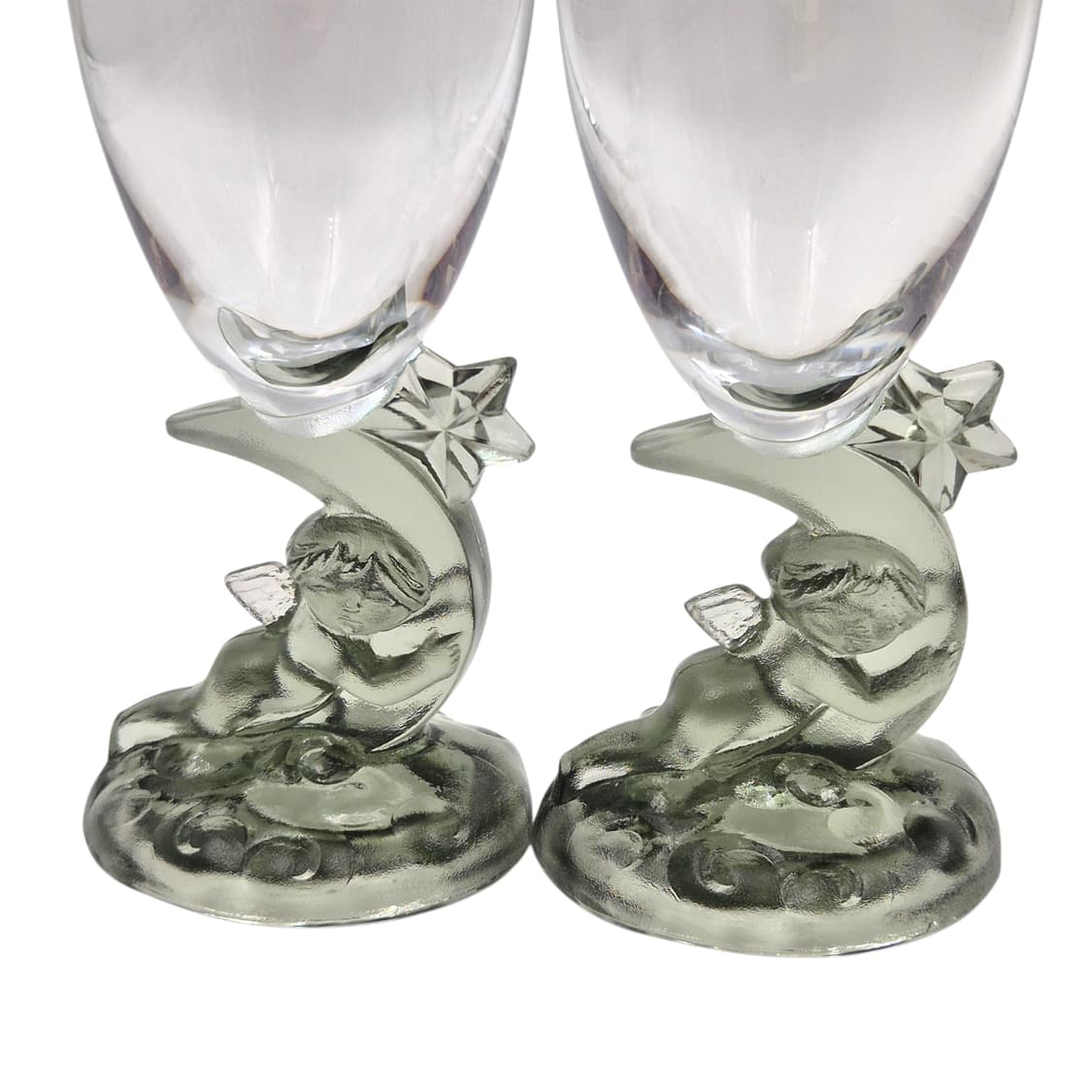 80s 이시즈카 유리 공예 천사&달 샴페인 잔 1p 상품이미지2