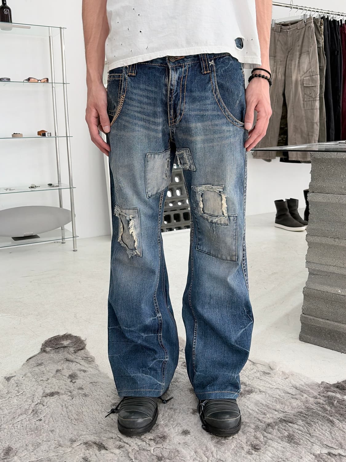 2000‘s vintage 패치 워크 데님 팬츠 상품이미지1