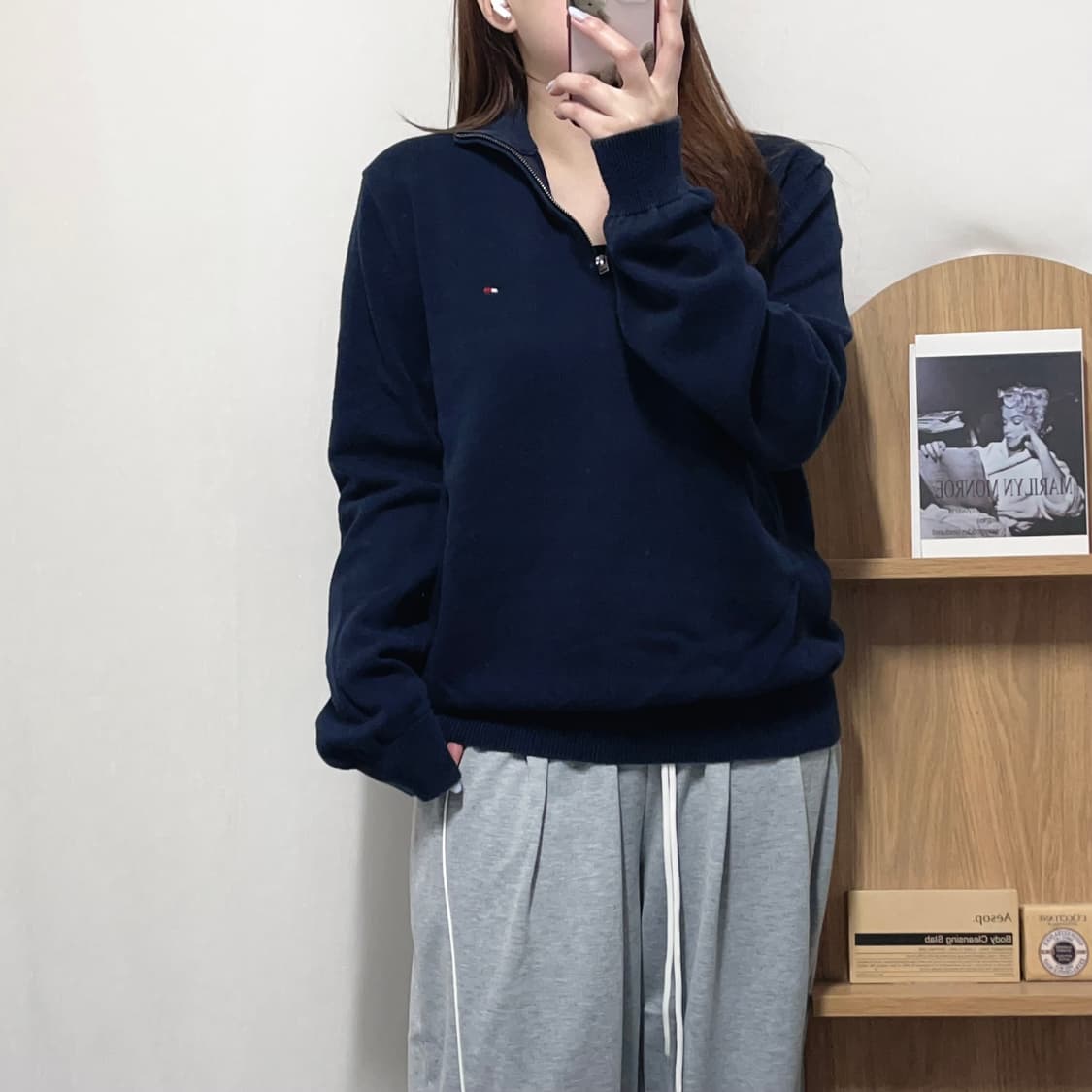 [정품] 타미 네이비 니트 반집업 [ M ] 상품이미지1