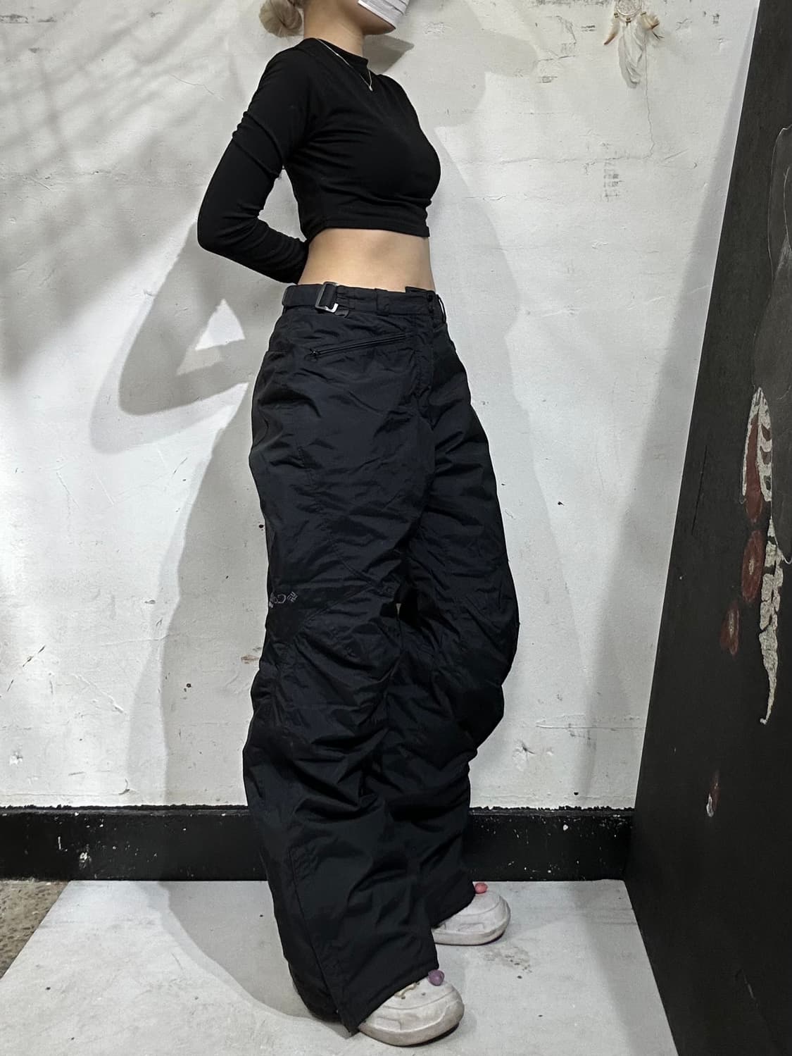 컬럼비아 블랙 와이드 트랙 팬츠 스키 바지 L 상품이미지1