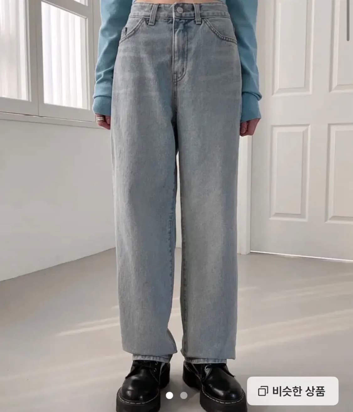 블랙업 리넬 와이드 데님팬츠 s 상품이미지1