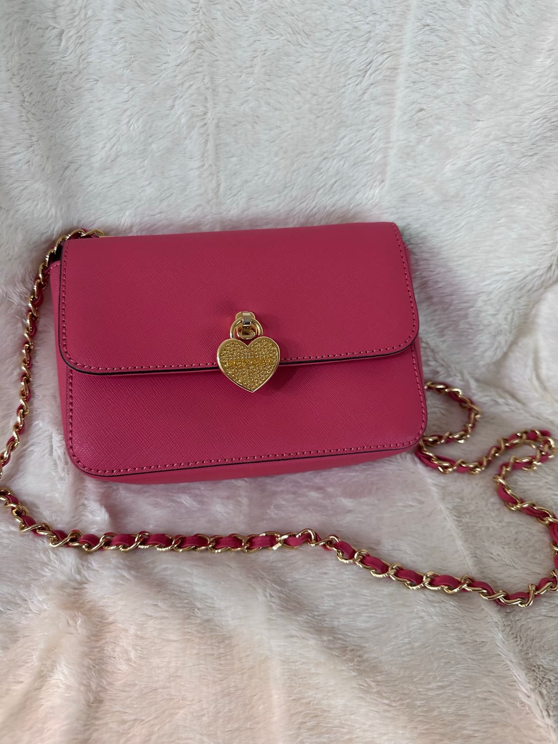 러브캣 정품 핑크 가죽 클러치 백 상품이미지4