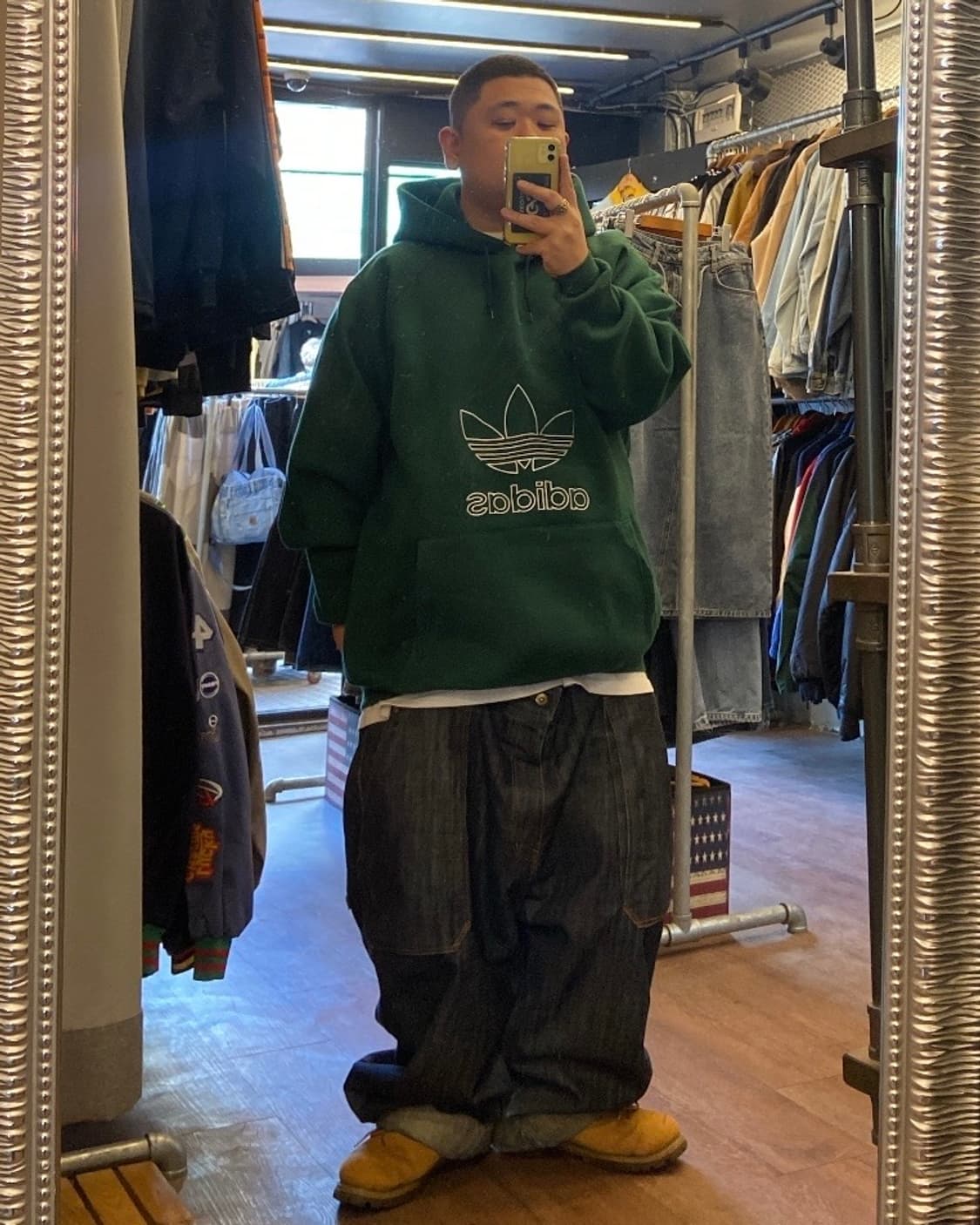 실측 3XL) 1990s 아디다스 자수 빅 트레포일 후드 상품이미지7