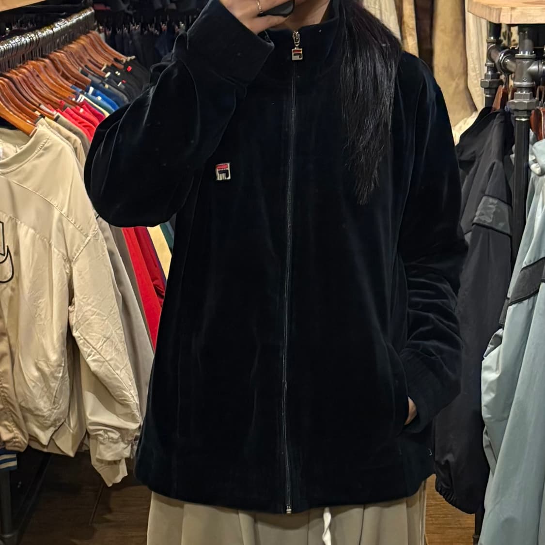 [HI] FILA 휠라 벨벳져지 블랙 상품이미지2