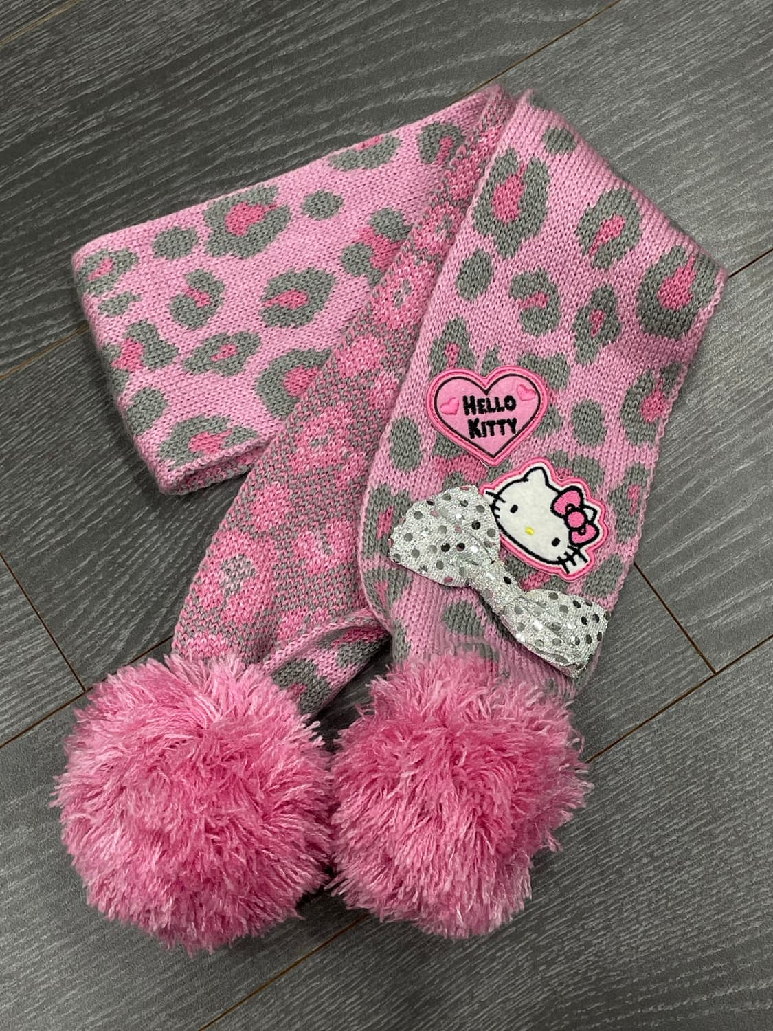 2011s 고전 헬로키티 핑크 호피 폼폼 머플러 목도리 갸루 산리오 상품이미지1