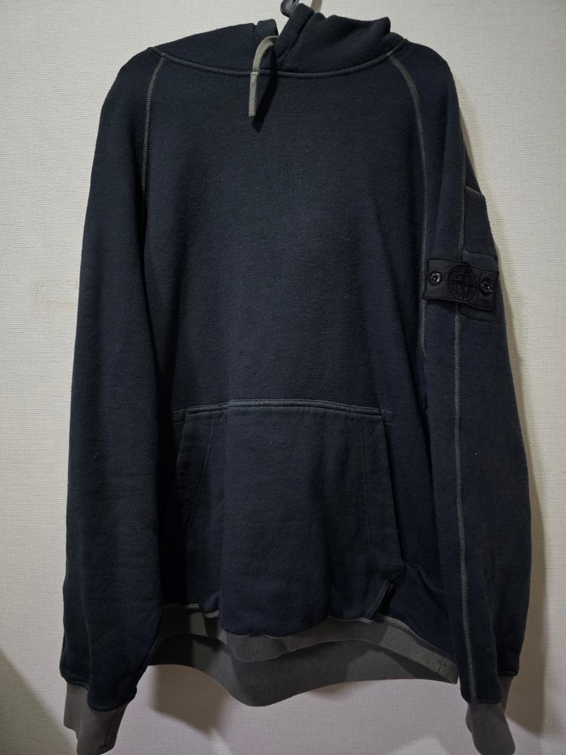 정품 스톤아일랜드 쉐도우 프로젝트 블랙와펜 울 코튼 후드티 100 / L 상품이미지1